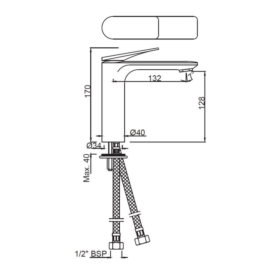 Laguna 1 Lever Extended Basin Mixer 170mm Height in Kuwait | Jaquar
