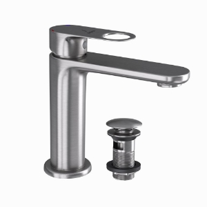 Picture of Single Lever Basin Mixer with click clack waste - Stainless Steel