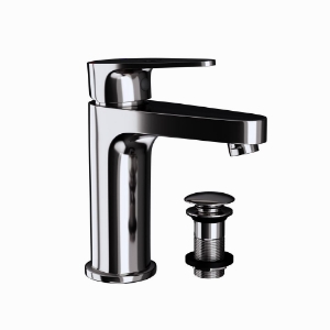 Picture of Single Lever Basin Mixer with click clack waste - Black Chrome