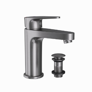 Picture of Single Lever Basin Mixer with click clack waste - Stainless Steel