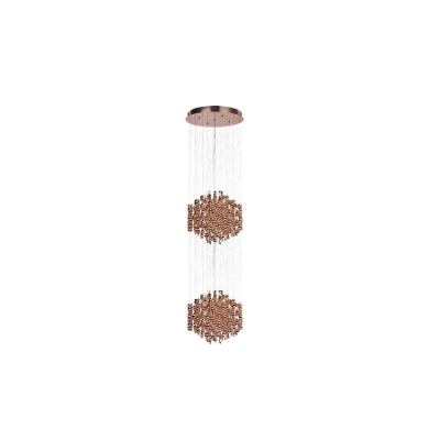 الصورة: 2 Tier Metal string Ceiling Light - Rose Gold