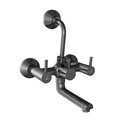 الصورة: Wall Mixer with Provision for Overhead Shower - Black Chrome