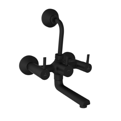 الصورة: Wall Mixer with Provision for Overhead Shower - Black Matt