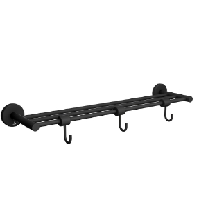 Picture of Towel Shelf with 3 Hooks - Black Matt