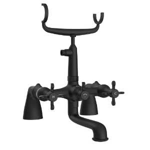 Picture of Bath & Shower Mixer with Telephone Shower Crutch - Black Matt