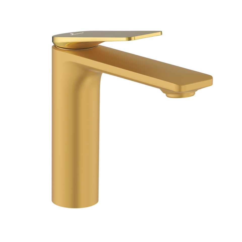 Picture of Single Lever Extended Basin Mixer - Lever: Gold Bright PVD | Body: Gold Matt PVD