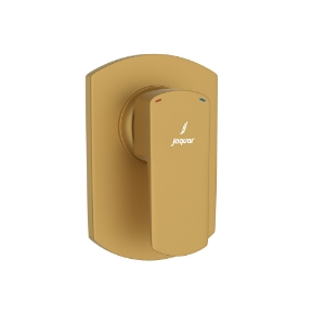 الصورة: مجموعة الأجزاء المكشوفة لمحبس يدوي مدمج في الحائط بذراع واحد - ذهبي مطفي PVD