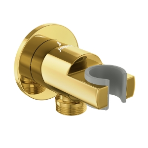 الصورة: مخرج حائط مستدير - ذهبي لامع PVD