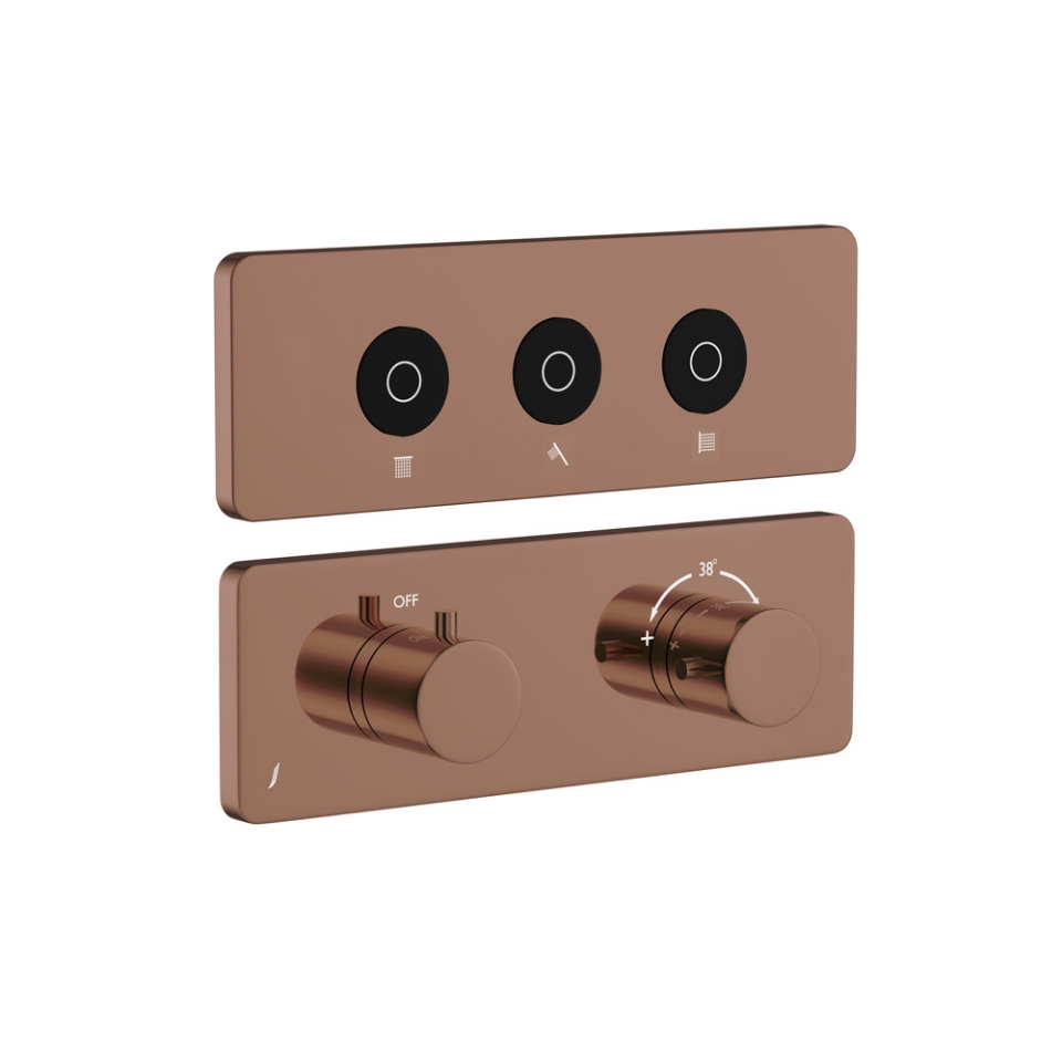 صورة مجموعة الأجزاء المكشوفة لنظام شاور كلاود باللمس بثلاثة مخارج - روز جولد PVD