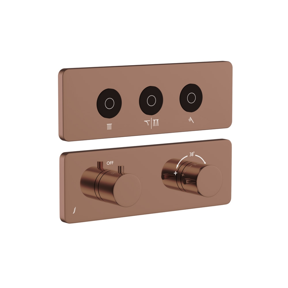 صورة مجموعة الأجزاء المكشوفة لنظام شاور كلاود باللمس بثلاثة مخارج - روز جولد PVD