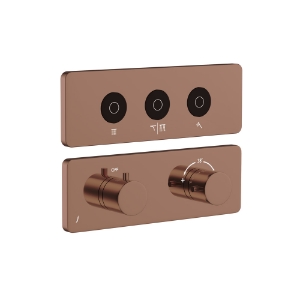 الصورة: مجموعة الأجزاء المكشوفة لنظام شاور كلاود باللمس بثلاثة مخارج - روز جولد PVD