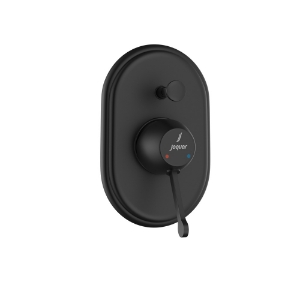 الصورة: مجموعة الأجزاء المكشوفة من محول داخل الحائط عالي التدفق بذراع واحد - أسود مطفي