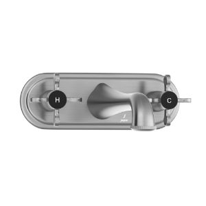 الصورة: خلاط مغسلة بثلاث فتحات مركّب على الحائط - ستينليس ستيل