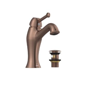 الصورة: خلاط مغسلة بذراع واحد وتصريف بصوت طقّة - نحاس معتق