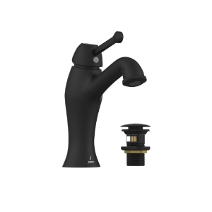 الصورة: خلاط مغسلة بذراع واحد وتصريف بصوت طقّة - أسود مطفي