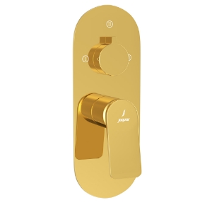 الصورة: مجموعة الأجزاء المكشوفة لخلاط شاور بذراع واحد أكواماكس - ذهبي لامع PVD