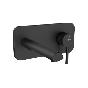 الصورة: الأجزاء المكشوفة لمحبس يدوي مدمج في الحائط بذراع واحد - أسود مطفي