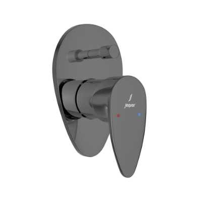 الصورة: مجموعة الأجزاء المكشوفة من محول داخل الحائط عالي التدفق بذراع واحد - كروم أسود