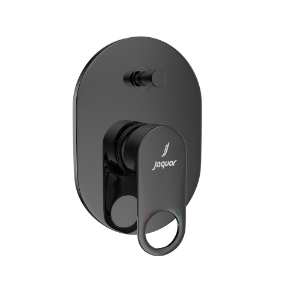 الصورة: مجموعة الأجزاء المكشوفة من محول داخل الحائط عالي التدفق بذراع واحد - كروم أسود