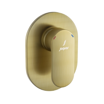 الصورة: مجموعة الأجزاء المكشوفة لمحبس يدوي مدمج في الحائط بذراع واحد - برونز معتق