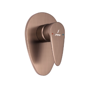 الصورة: مجموعة الأجزاء المكشوفة لمحبس يدوي مدمج في الحائط بذراع واحد - نحاس معتق