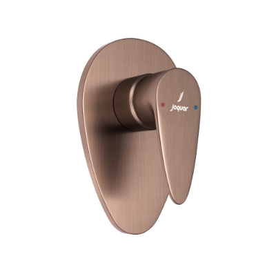 الصورة: مجموعة الأجزاء المكشوفة لمحبس يدوي مدمج في الحائط بذراع واحد - نحاس معتق