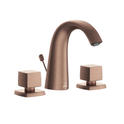 الصورة: خلاط مغسلة بثلاث فتحات له تصريف منبثق - نحاس معتق