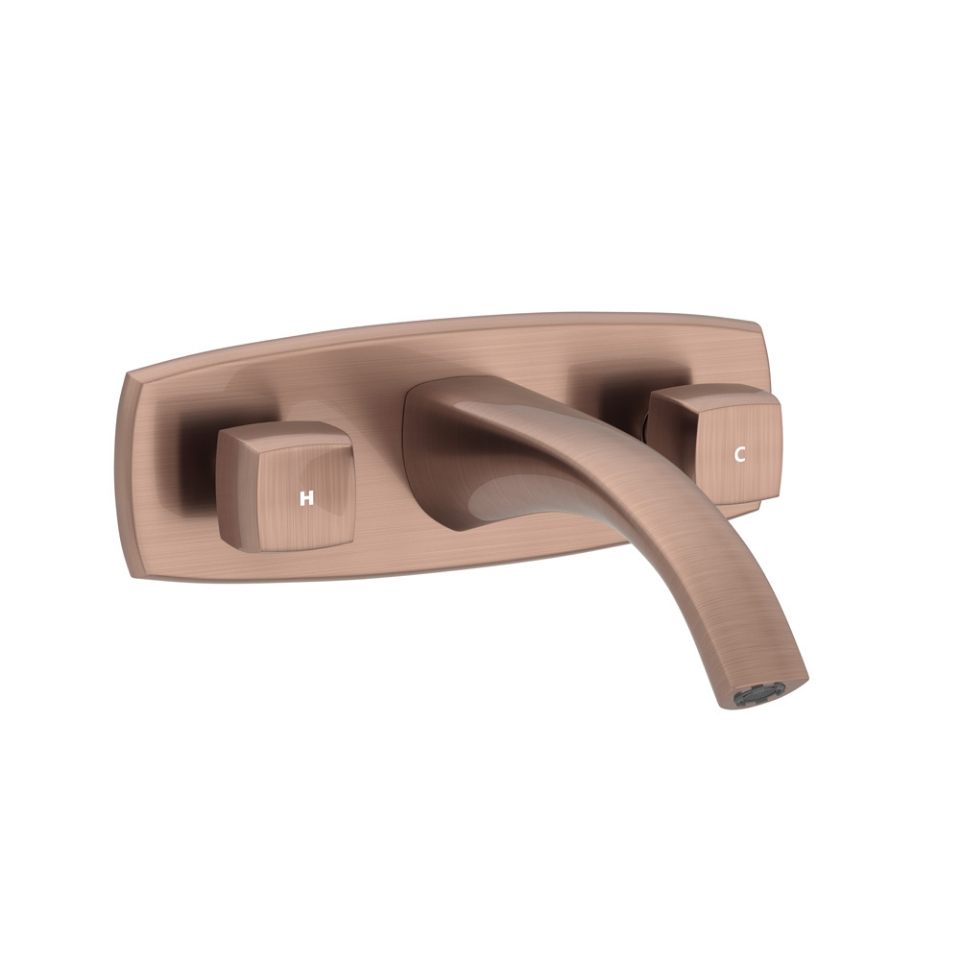 صورة خلاط مغسلة بثلاث فتحات مركّب على الحائط - نحاس معتق