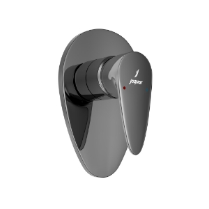 الصورة: مجموعة الأجزاء المكشوفة لمحبس يدوي مدمج في الحائط بذراع واحد - كروم أسود