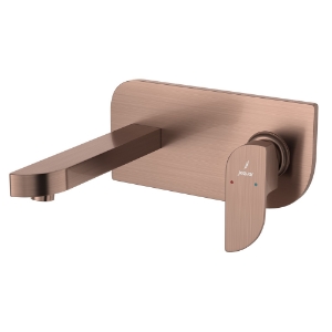 الصورة: الأجزاء المكشوفة لمحبس يدوي مدمج في الحائط بذراع واحد - نحاس معتق