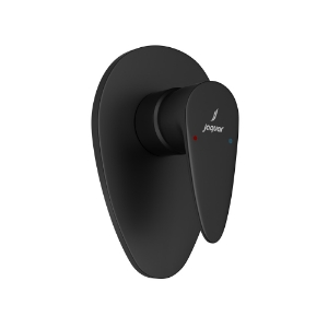 الصورة: مجموعة الأجزاء المكشوفة لمحبس يدوي مدمج في الحائط بذراع واحد - أسود مطفي