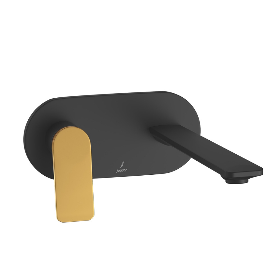 صورة الأجزاء المكشوفة لمحبس يدوي مدمج داخل الحائط يعمل بذراع واحد على الجانب الأيسر - الذراع: ذهبي مطفي PVD | الجسم: أسود مطفي