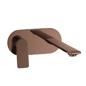 الصورة: الأجزاء المكشوفة لمحبس يدوي مدمج داخل الحائط يعمل بذراع واحد على الجانب الأيسر - روز جولد PVD