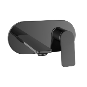 الصورة: الأجزاء المكشوفة لمحبس يدوي مدمج في الحائط بذراع واحد - كروم أسود