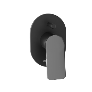 الصورة: مجموعة الأجزاء المكشوفة من محول داخل الحائط عالي التدفق بذراع واحد - الذراع: كروم أسود | الجسم: أسود مطفي