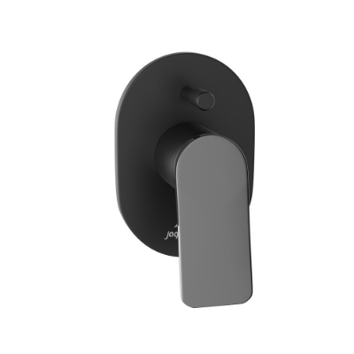 الصورة: مجموعة الأجزاء المكشوفة من محول داخل الحائط عالي التدفق بذراع واحد - الذراع: كروم أسود | الجسم: أسود مطفي