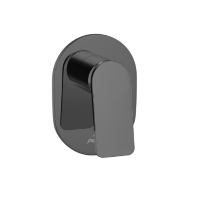 الصورة: مجموعة الأجزاء المكشوفة لمحبس يدوي مدمج في الحائط بذراع واحد - كروم أسود