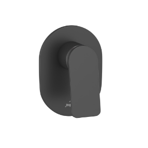 الصورة: مجموعة الأجزاء المكشوفة لمحبس يدوي مدمج في الحائط بذراع واحد - أسود مطفي