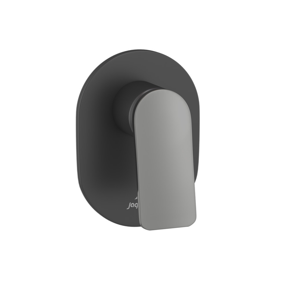 صورة مجموعة الأجزاء المكشوفة من صمام يدوي مدمج في الحائط بذراع واحد - الذراع: كروم أسود | الجسم: أسود مطفي