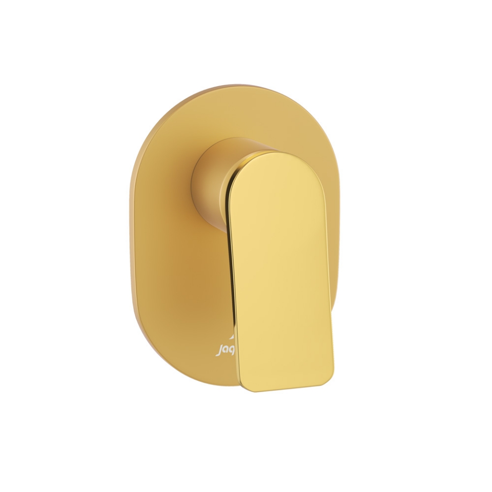 صورة مجموعة الأجزاء المكشوفة من صمام يدوي مدمج في الحائط بذراع واحد - الذراع: ذهبي لامع PVD | الجسم: ذهبي مطفي PVD