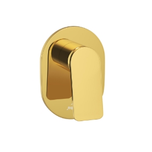 الصورة: مجموعة الأجزاء المكشوفة لمحبس يدوي مدمج في الحائط بذراع واحد - ذهبي لامع PVD