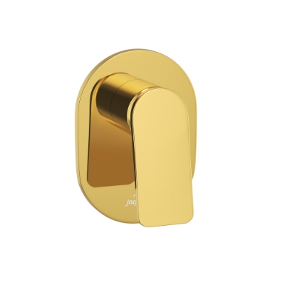 الصورة: مجموعة الأجزاء المكشوفة لمحبس يدوي مدمج في الحائط بذراع واحد - ذهبي لامع PVD