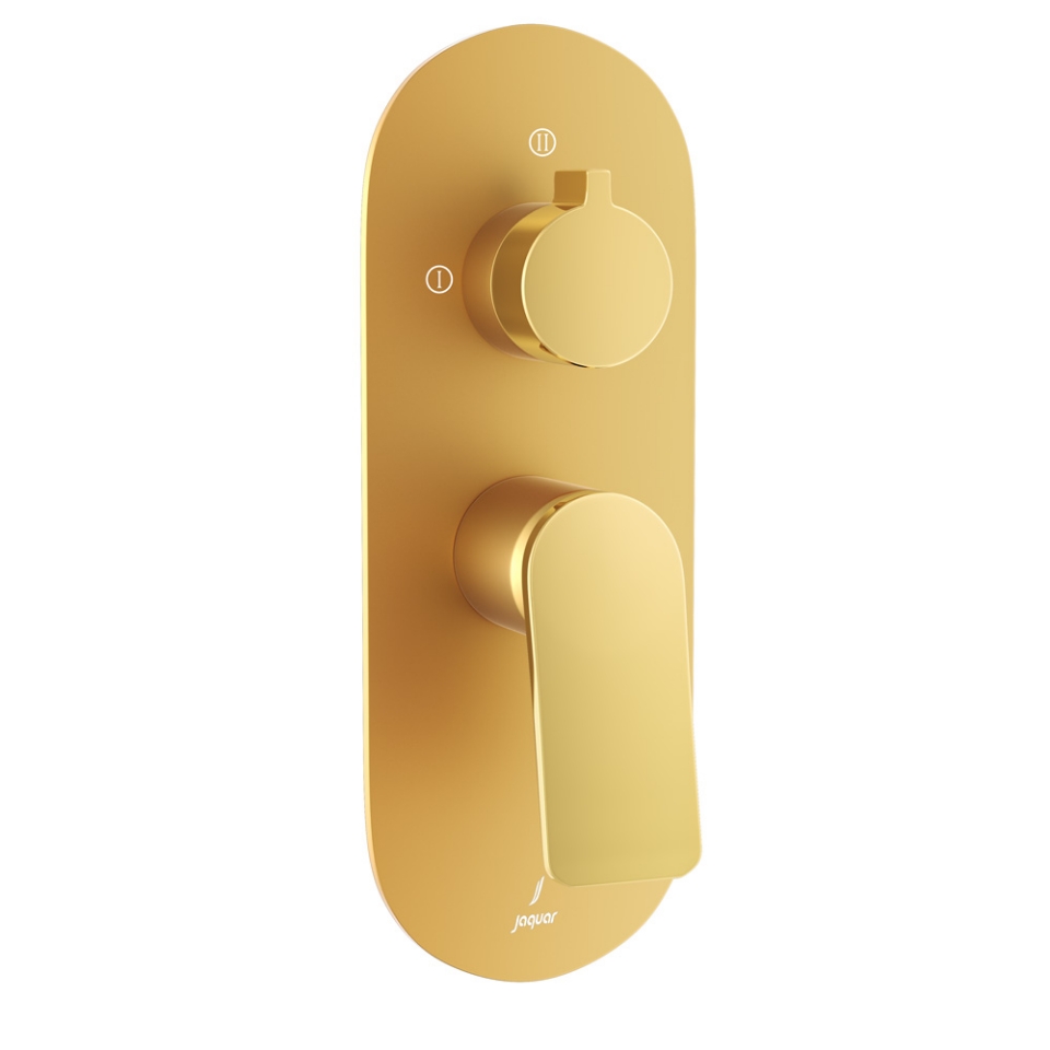 صورة مجموعة الأجزاء المكشوفة لخلاط شاور بذراع واحد أكواماكس - الذراع: ذهبي لامع PVD | الجسم: ذهبي مطفي PVD