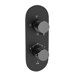 الصورة: خلاط شاور حراري أكواماكس - الذراع: كروم أسود | الجسم: أسود مطفي