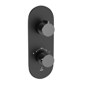 الصورة: خلاط شاور حراري أكواماكس - الذراع: كروم أسود | الجسم: أسود مطفي